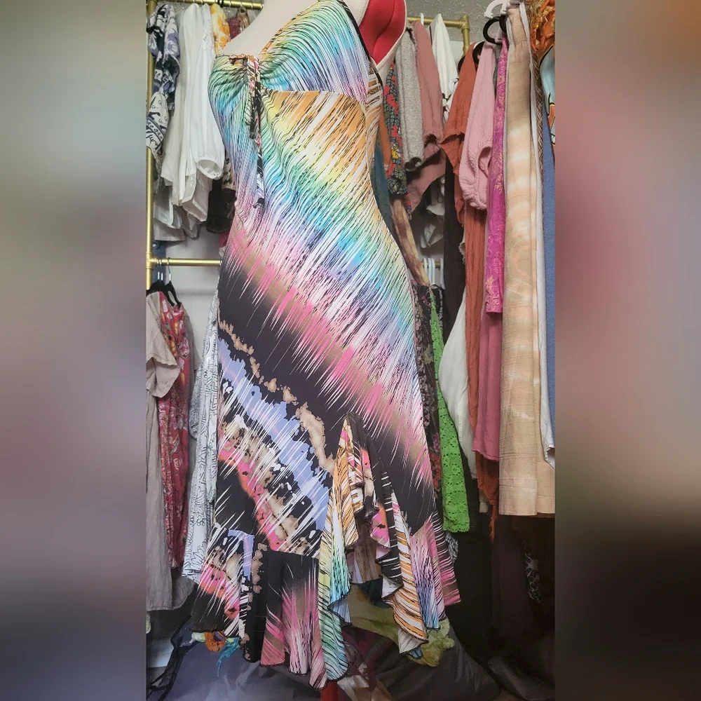sS/M 💖 Vintage Colorful Abstract Print Dress - Picture 6 of 10